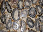 NATURAL OCCO AGATE SLICE PENDANT WITH ELECTROFORMED GOLD EDGE, AND GOLD PLATED BAIL