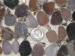 SMALL FREE-FORM AGATE DRUZY PENDANT with SILVER ELECTROPLATE EDGE, WIRE-EYE AND BAIL, 16mm to 25mm