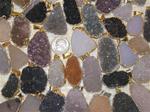 MEDIUM FREE-FORM AGATE DRUZY PENDANT with GOLD ELECTROPLATE EDGE, WIRE-EYE AND BAIL, 26mm to 35mm