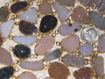 SMALL FREE-FORM AGATE DRUZY CONNECTOR with GOLD ELECTROPLATE EDGE and TWO WIRE-EYES, 16mm to 25mm