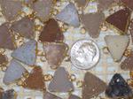 15mm TRIANGLE AGATE DRUZY CONNECTOR with GOLD ELECTROPLATE EDGE and TWO WIRE-EYES