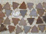 18mm TRIANGLE AGATE DRUZY CONNECTOR with GOLD ELECTROPLATE EDGE and TWO WIRE-EYES