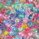10 to 12 colors of Crystal Clear Beads with Colored Linings - 5/0 SIZE
